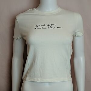 Forever 21 Wish You Were Here Short Sleeve Crop Top